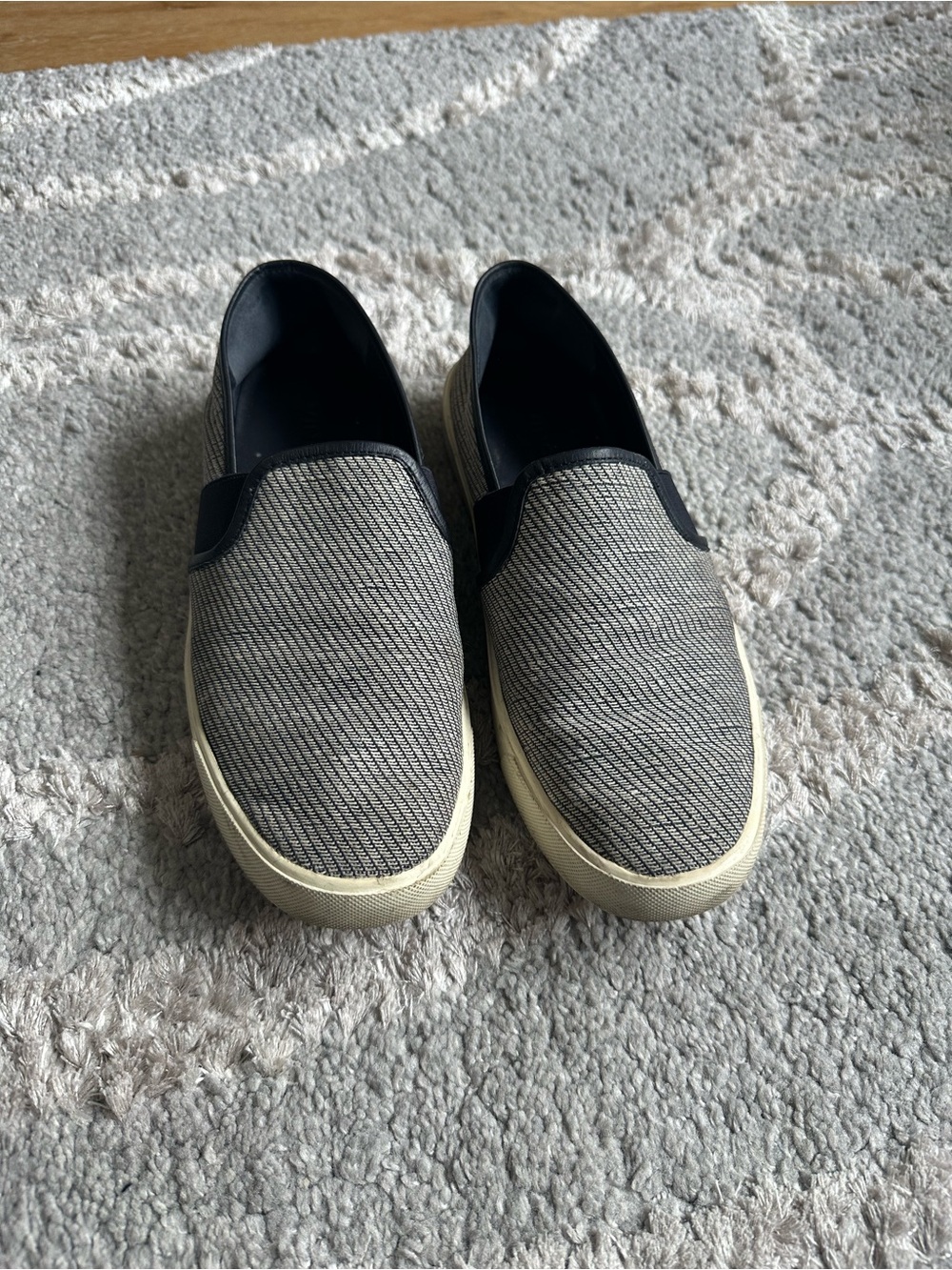 Vince Women's Slip-On Canvas Sneakers in Black and Cream